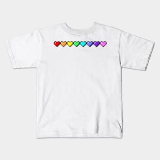 Pixel Heart Rainbow Kids T-Shirt